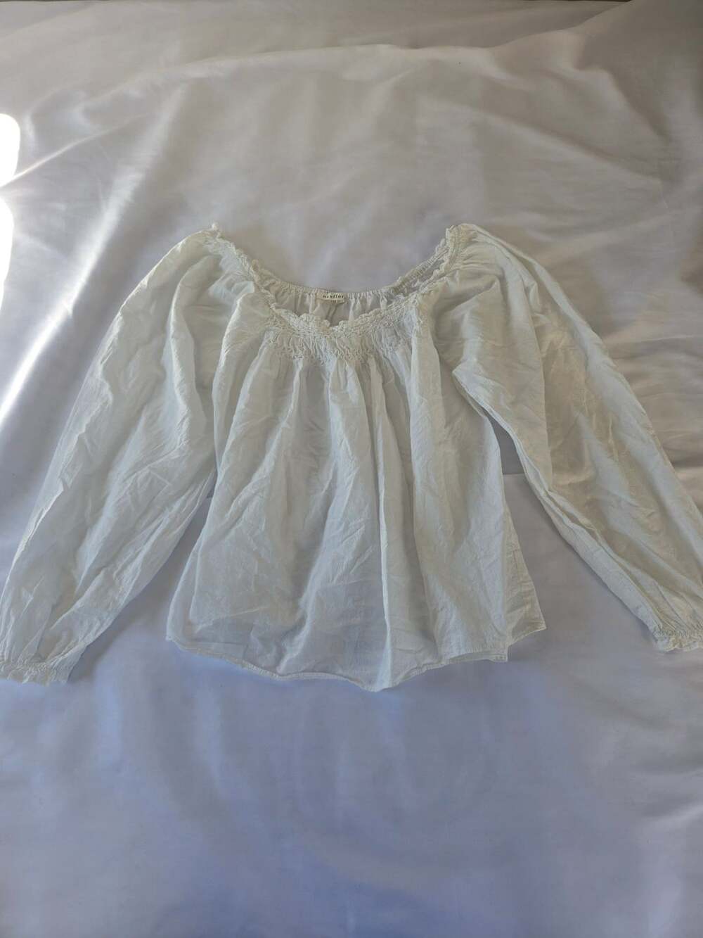 Neuflora Blouse Size M White Cotton Cottagecore Top
